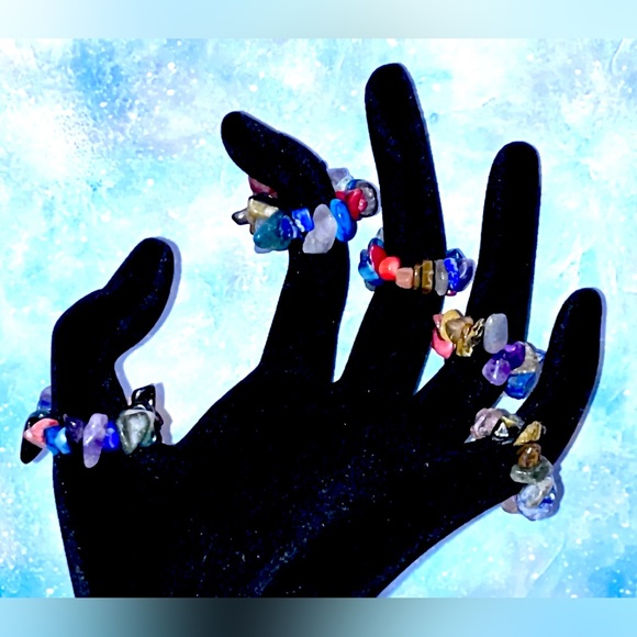 Rock Rings ☾ Agate Rings ☾ Stone Rings - Picture 2 of 7